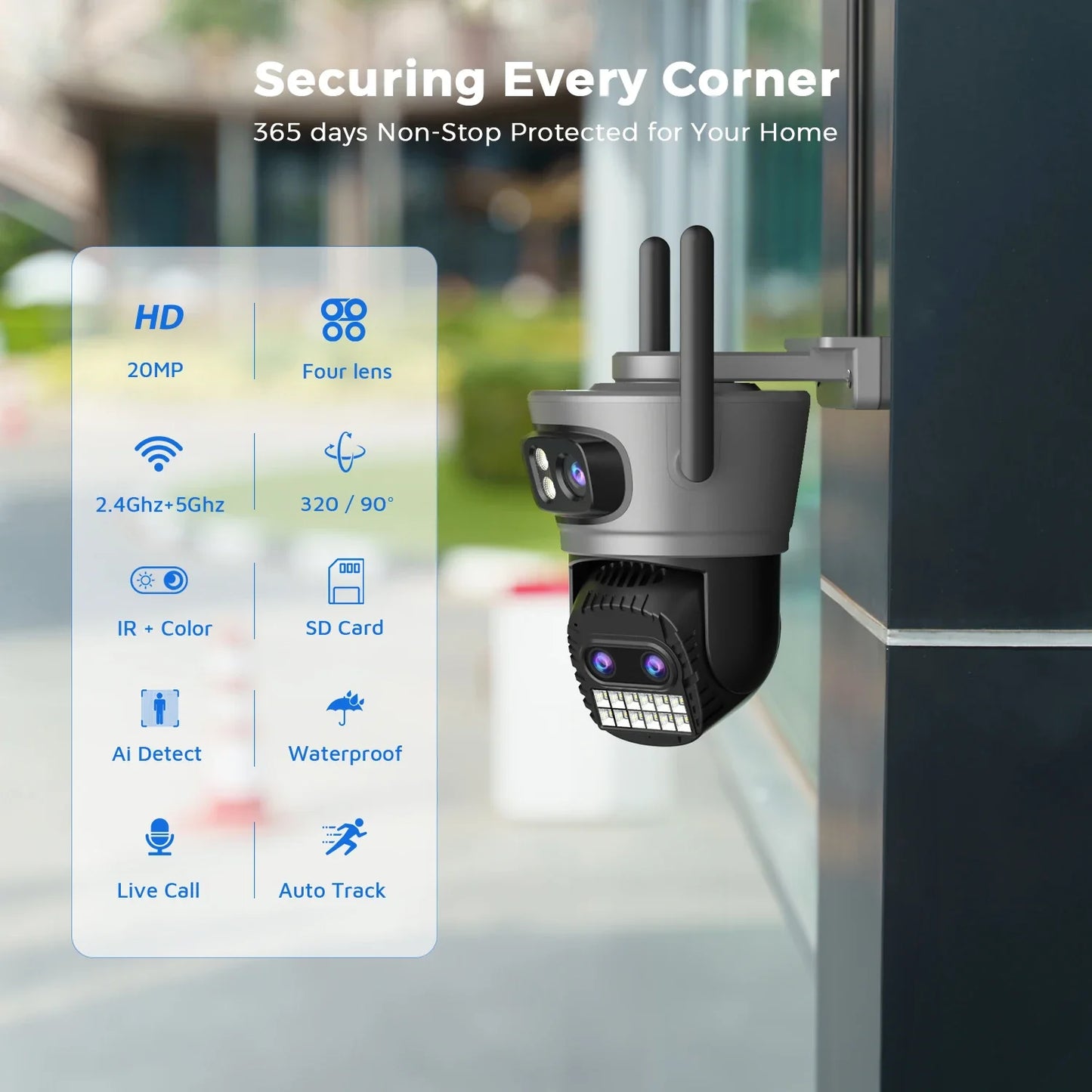 Caméra De Surveillance Extérieure PTZ WiFi 20MP